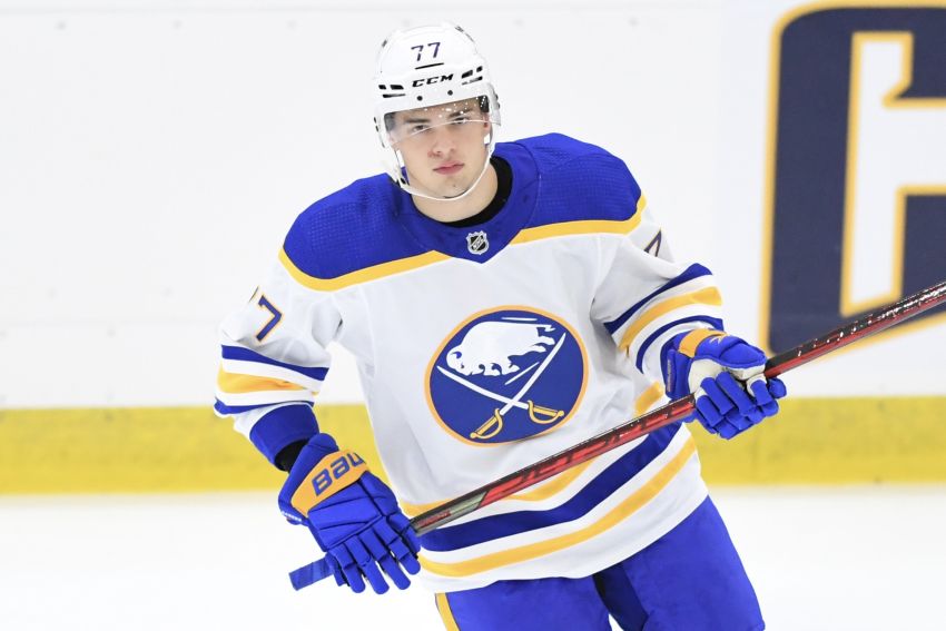JJ Peterka Buffalo Sabres Unsigned Scores His First Career Goal Photograph